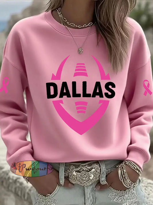 Women’s Breast Cancer Awareness Print Casual Sweatshirt Pink / S