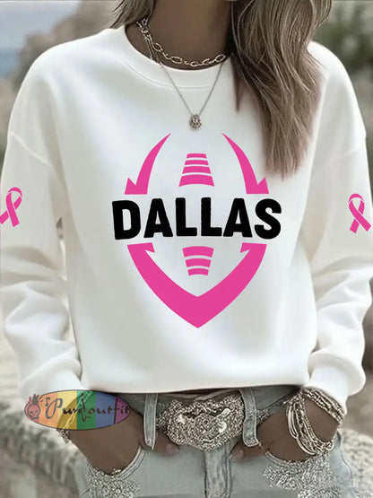 Women’s Breast Cancer Awareness Print Casual Sweatshirt White / S