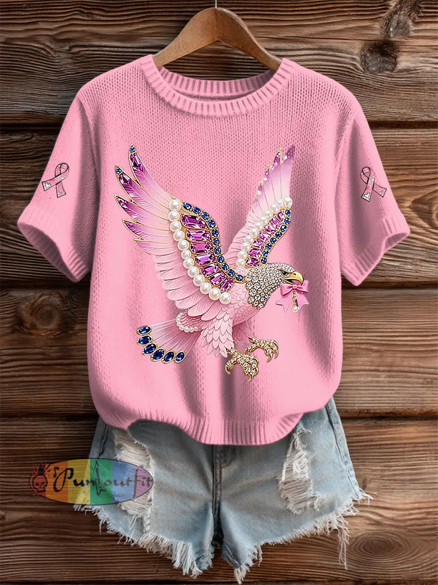 Women’s Breast Cancer Awareness Print Casual T Shirt Pink / S