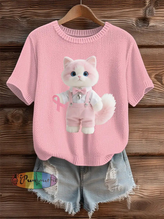 Women’s Breast Cancer Pink Cozy Knit Sweater As picture / S