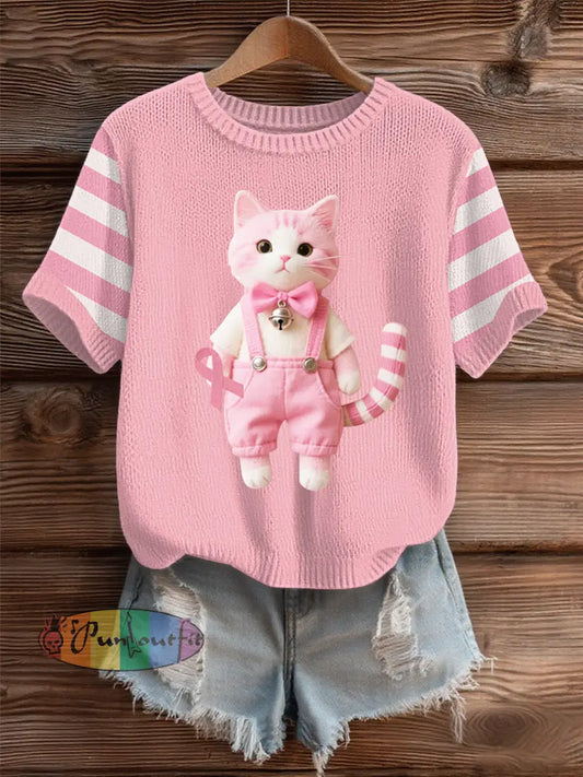 Women’s Breast Cancer Pink Cozy Knit Sweater As picture / S