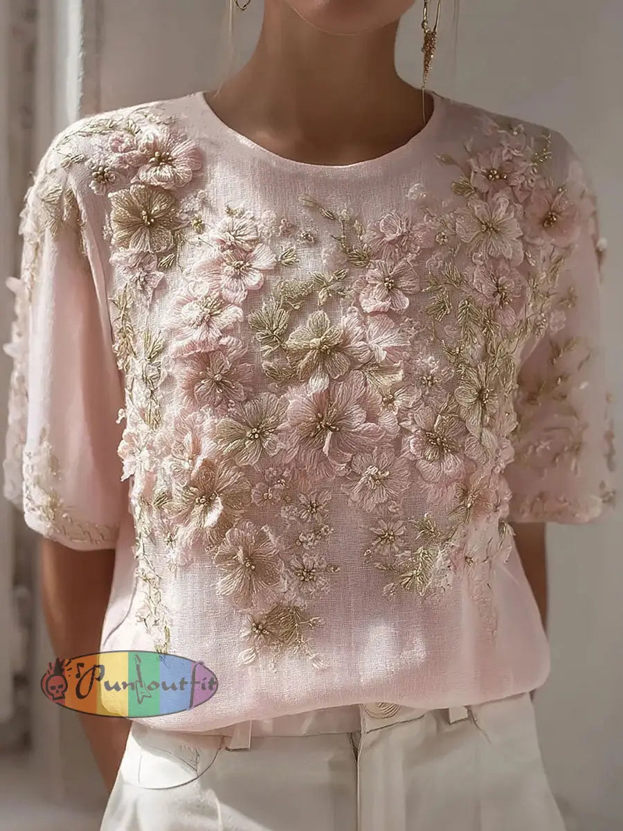 Women’s Breast Cancer Pink Floral Tops Pink / S