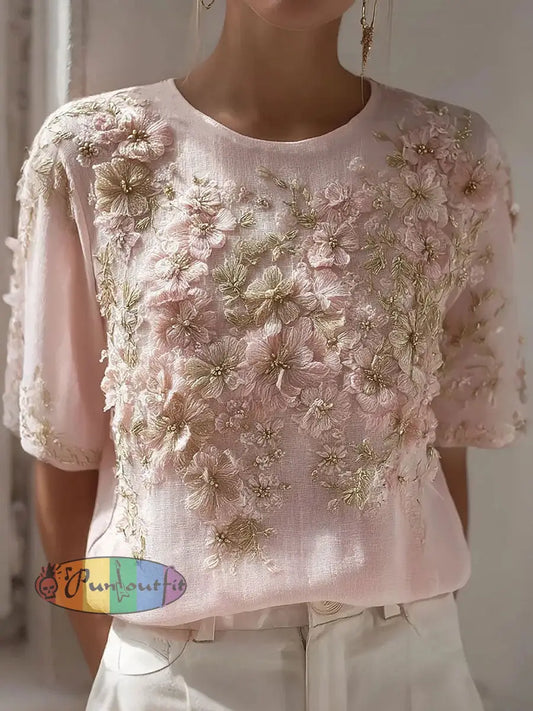 Women’s Breast Cancer Pink Floral Tops Pink / S