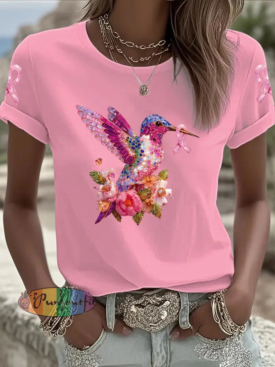 Women’s Breast Cancer Printed T shirt As picture / S