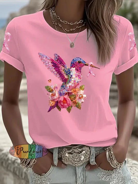 Women’s Breast Cancer Printed T shirt As picture / S