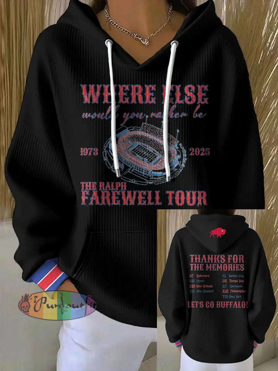 Women’s Buffalo Football Lover Printed Hoodie Black / S