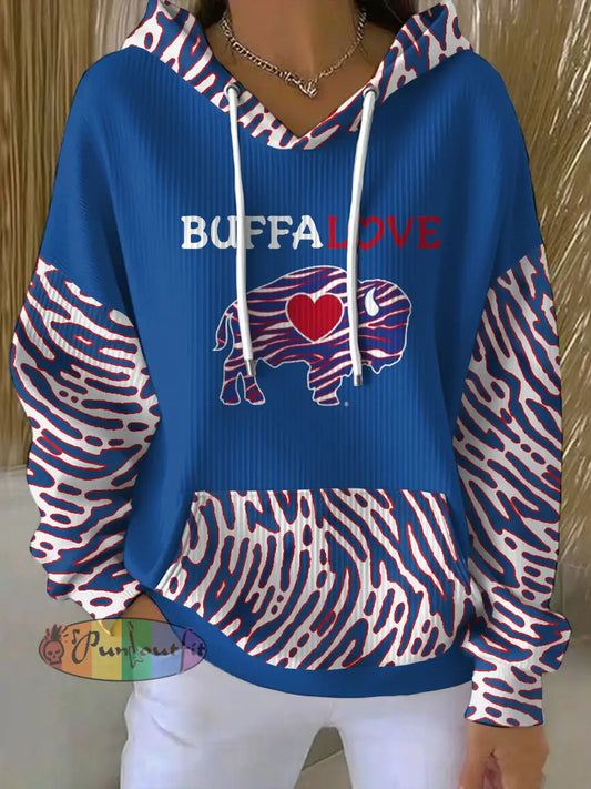 Women’s Buffalo Football Lover Printed Hoodie Blue / S