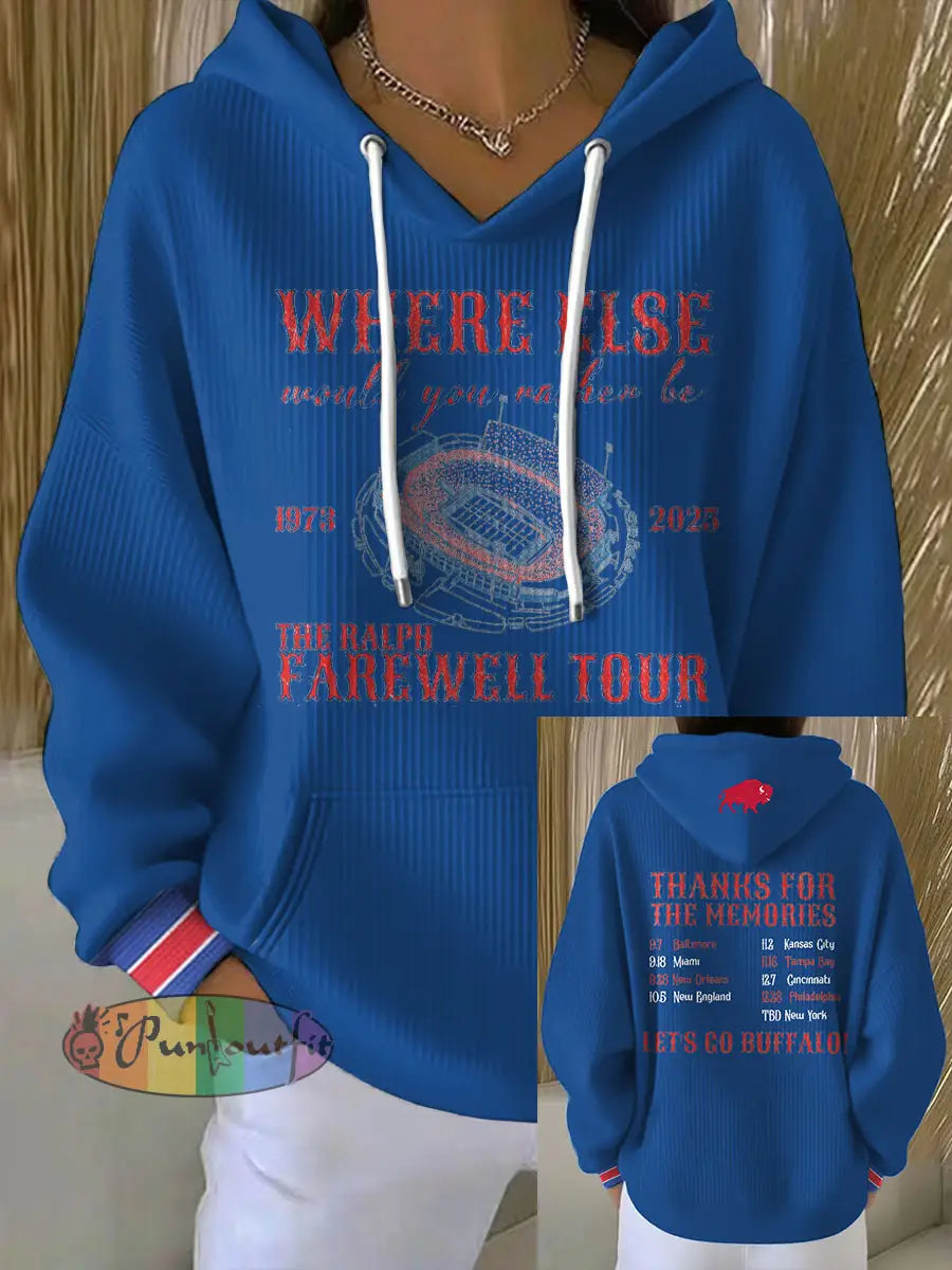 Women’s Buffalo Football Lover Printed Hoodie Blue / S