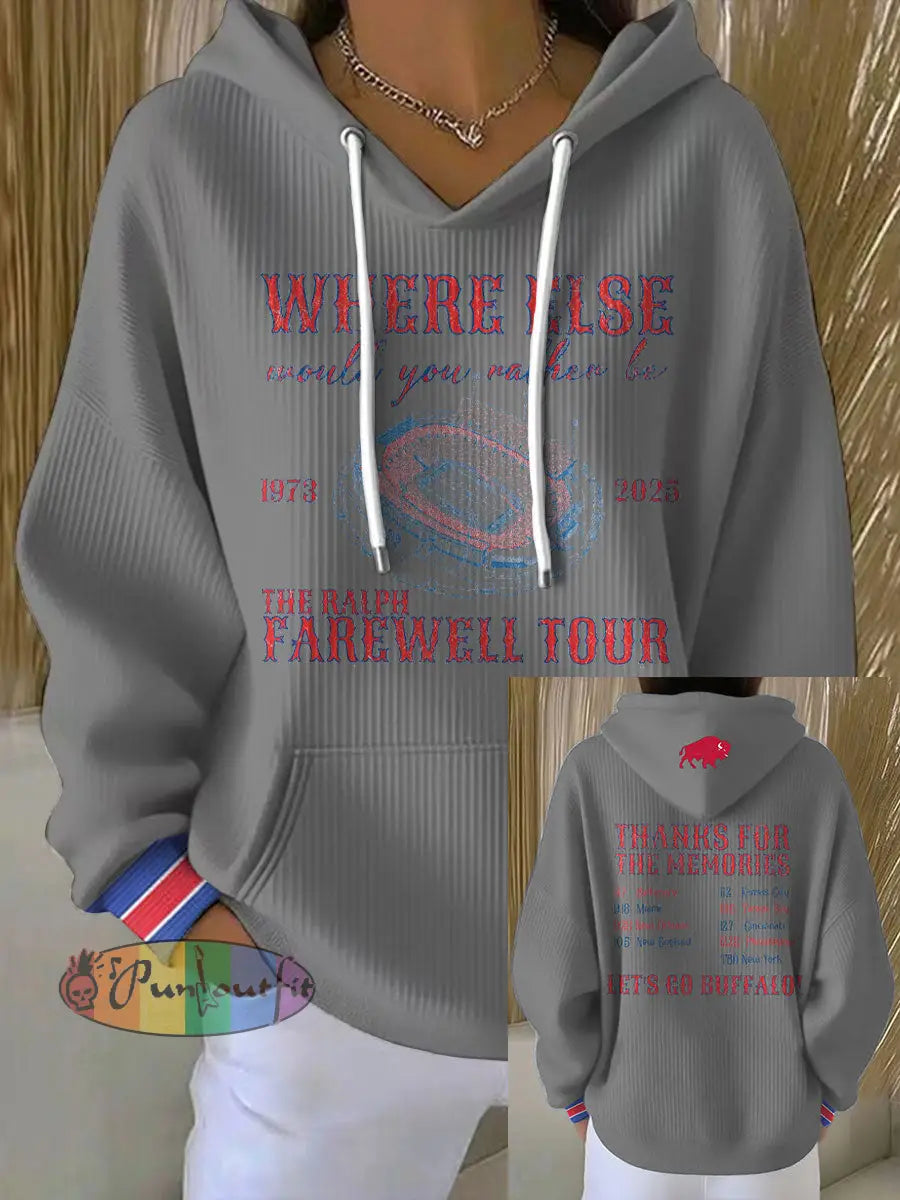 Women’s Buffalo Football Lover Printed Hoodie Light Gray / S