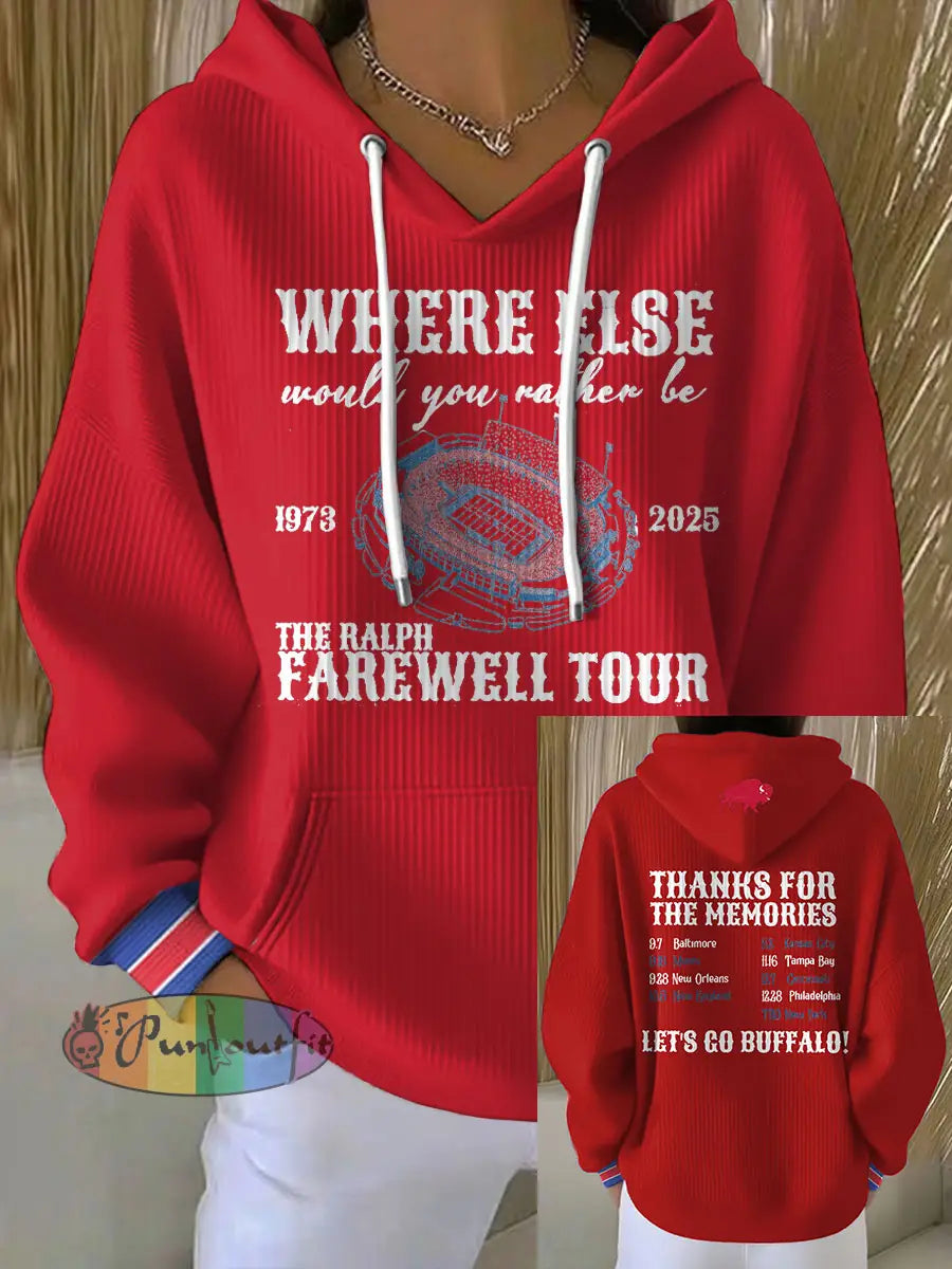 Women’s Buffalo Football Lover Printed Hoodie Red / S