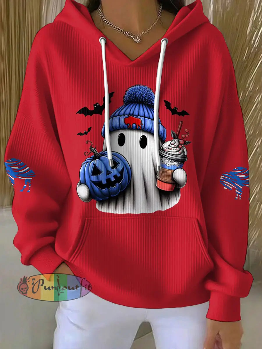 Women’s Buffalo Football Lover Printed Hoodie Red / S