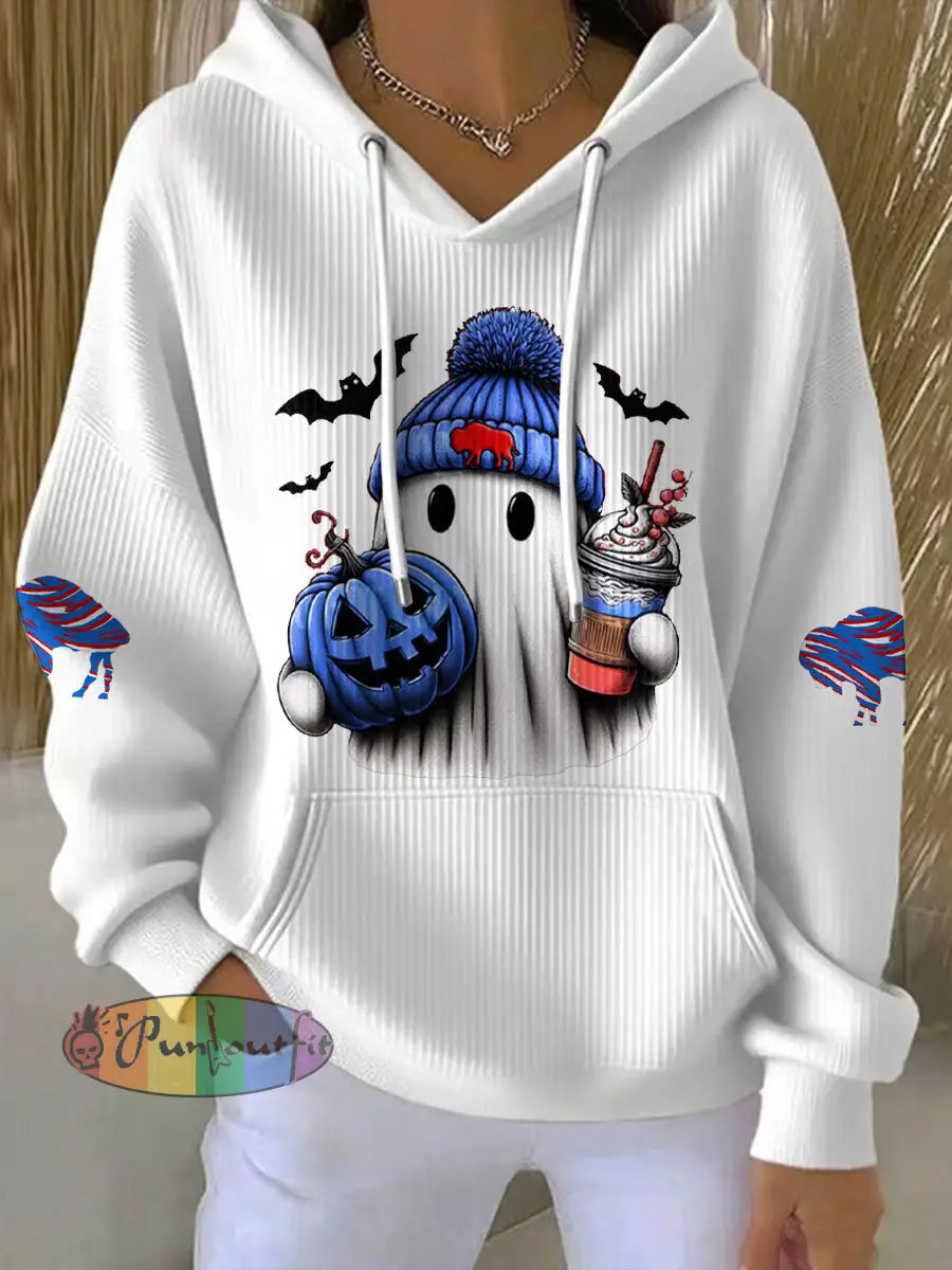 Women’s Buffalo Football Lover Printed Hoodie White / S