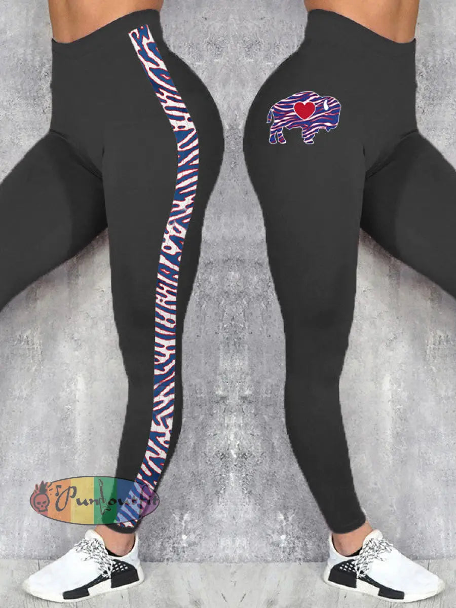 Women’s Buffalo Football Lover Printed Leggings Black / S