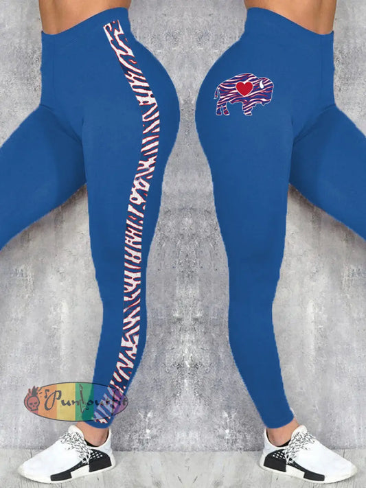 Women’s Buffalo Football Lover Printed Leggings Blue / S
