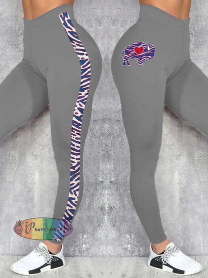 Women’s Buffalo Football Lover Printed Leggings Light Gray / S