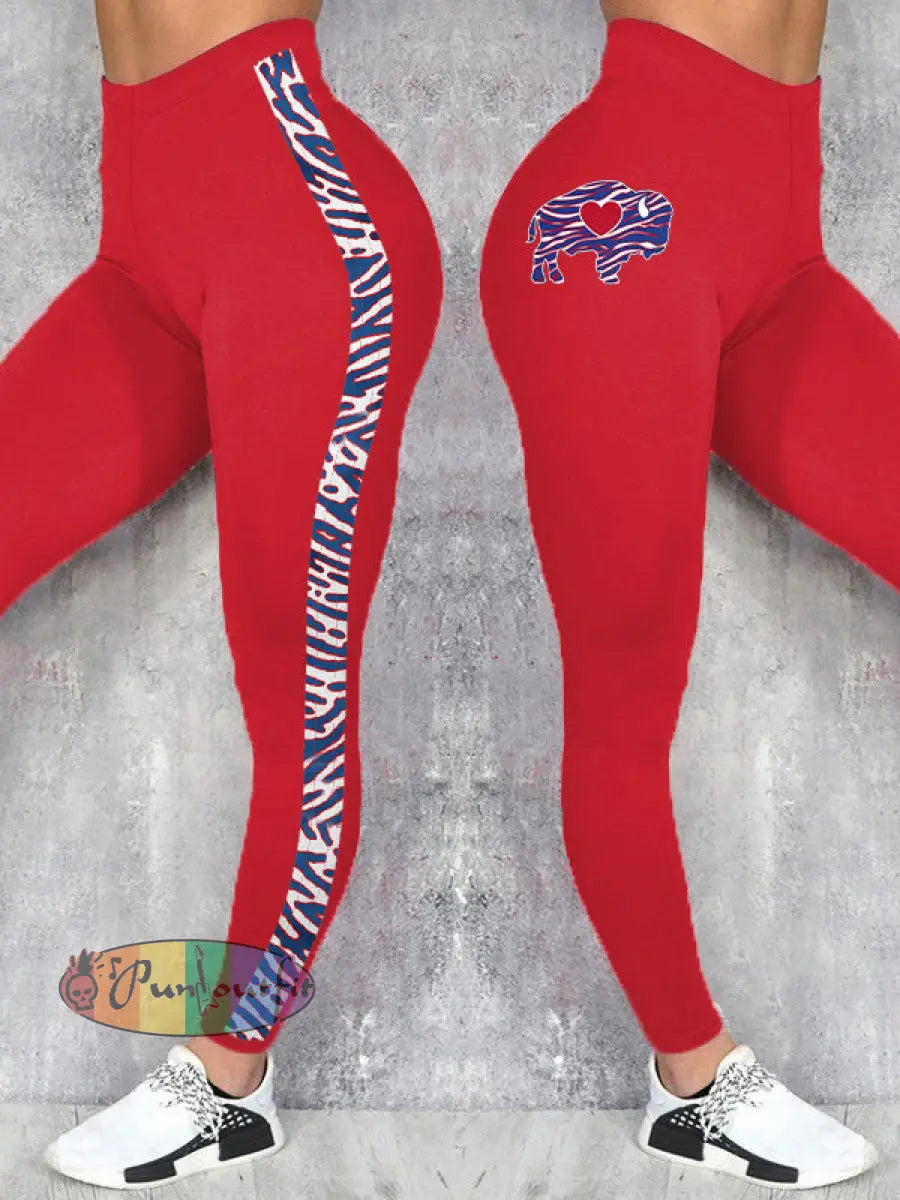 Women’s Buffalo Football Lover Printed Leggings Red / S