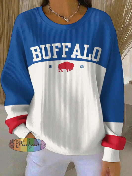 Women’s Buffalo Football Lover Printed Sweatshirt As picture / S