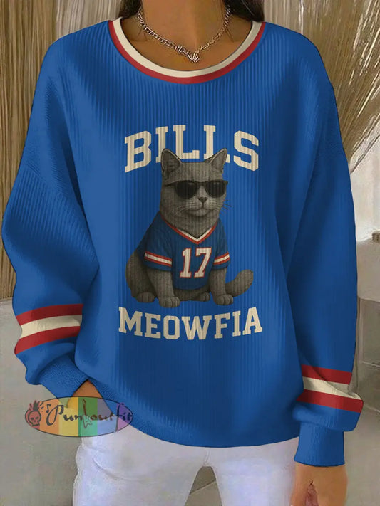 Women’s Buffalo Football Lover Printed Sweatshirt Blue / S
