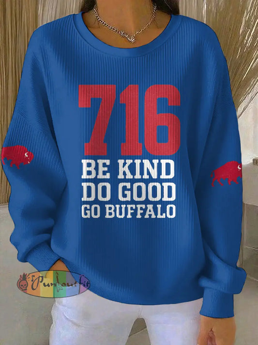 Women’s Buffalo Football Lover Printed Sweatshirt Blue / S