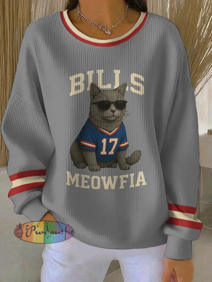 Women’s Buffalo Football Lover Printed Sweatshirt Light Gray / S