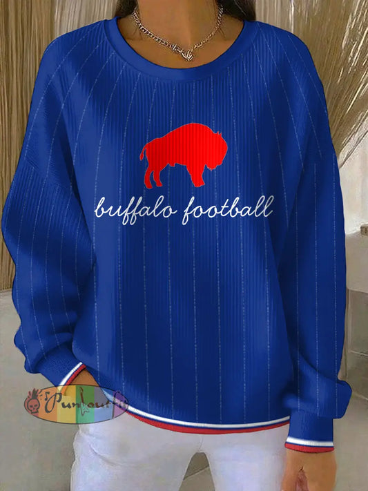 Women’s Buffalo Football Lover Printed Sweatshirt Navy Blue / S