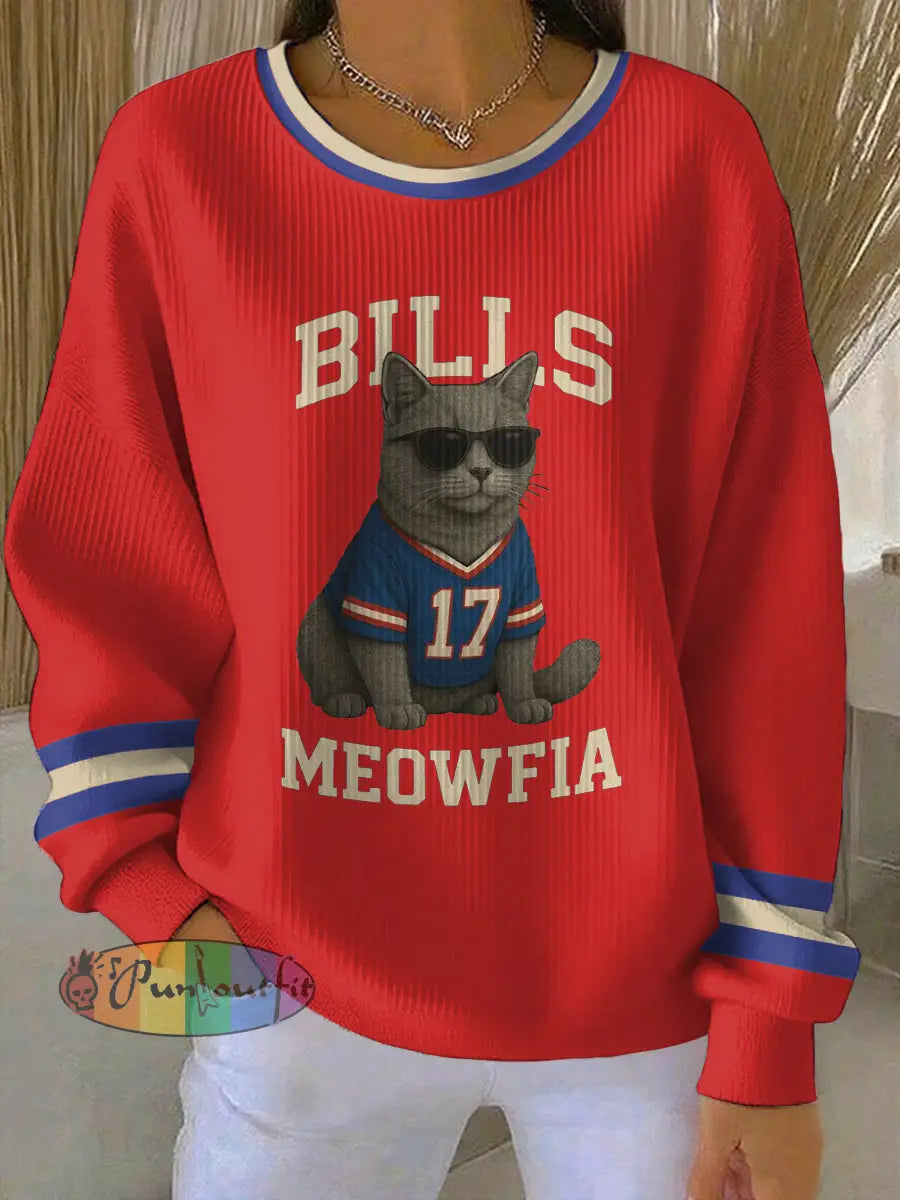 Women’s Buffalo Football Lover Printed Sweatshirt Red / S