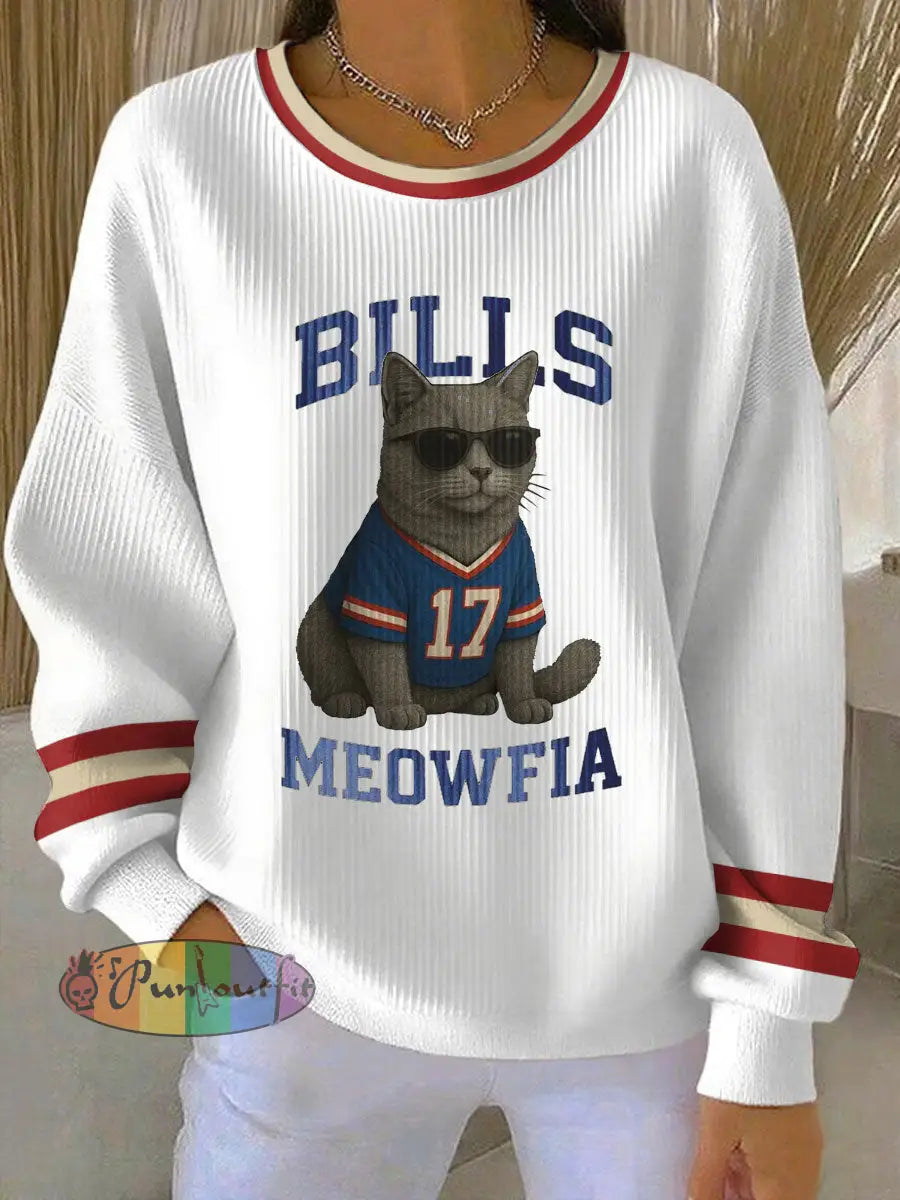 Women’s Buffalo Football Lover Printed Sweatshirt White / S