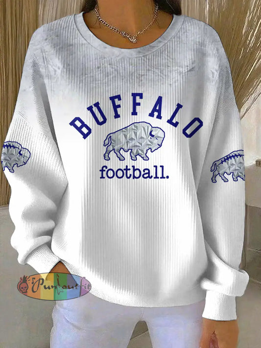 Women’s Buffalo Football Lover Printed Sweatshirt White / S