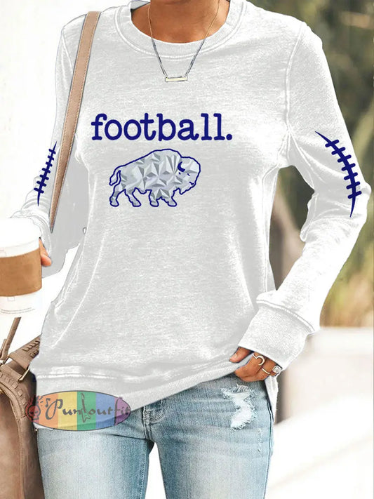 Women’s Buffalo Football Lover Printed Sweatshirt White / S