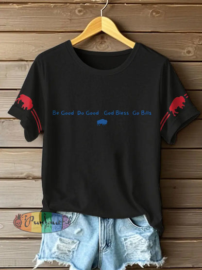 Women’s Buffalo Football Lover Printed T-shirt Black / S