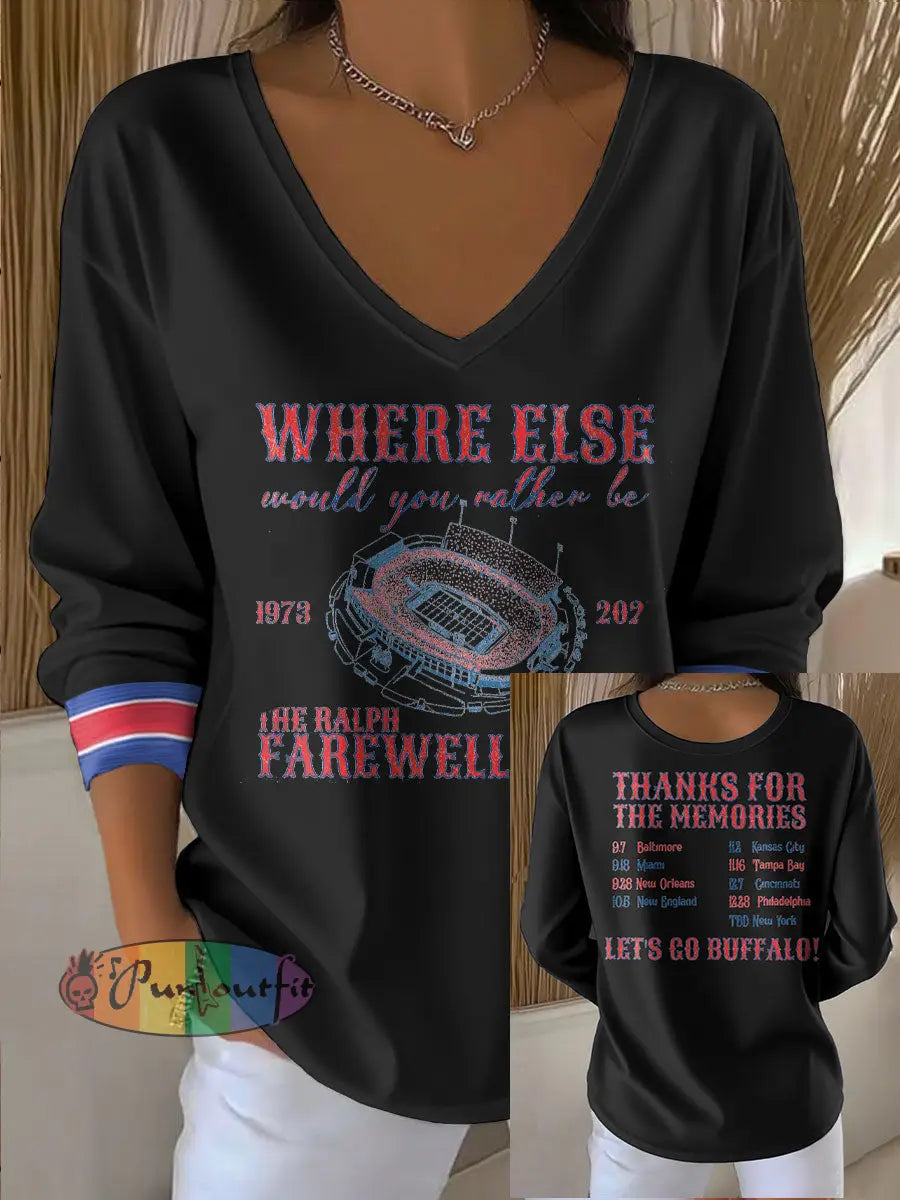 Women’s Buffalo Football Lover Printed Tops Black / S