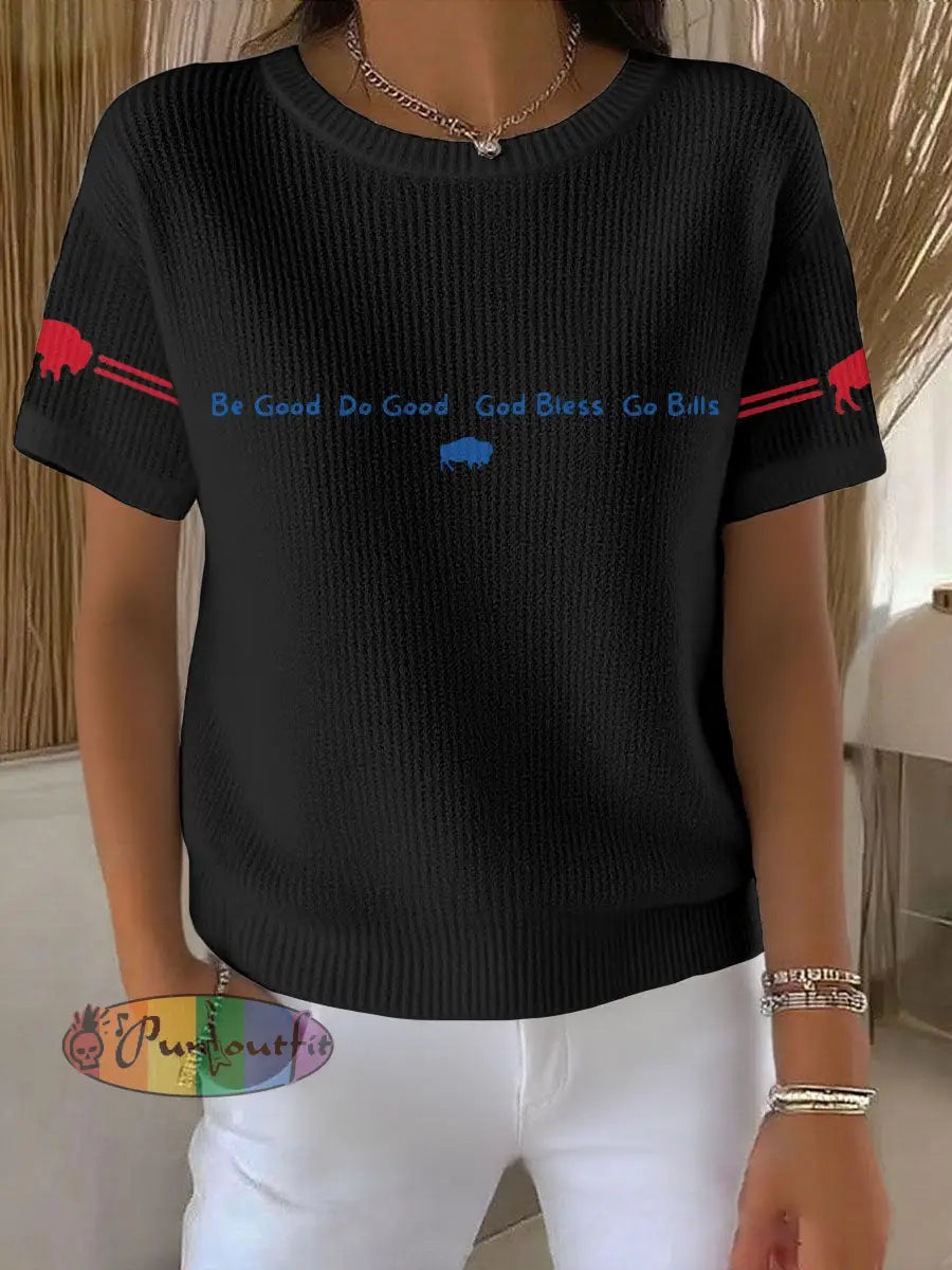 Women’s Buffalo Football Lover Printed Tops Black / S