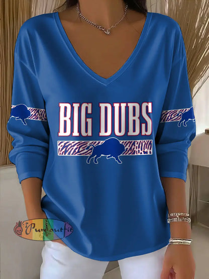 Women’s Buffalo Football Lover Printed Tops Blue / S