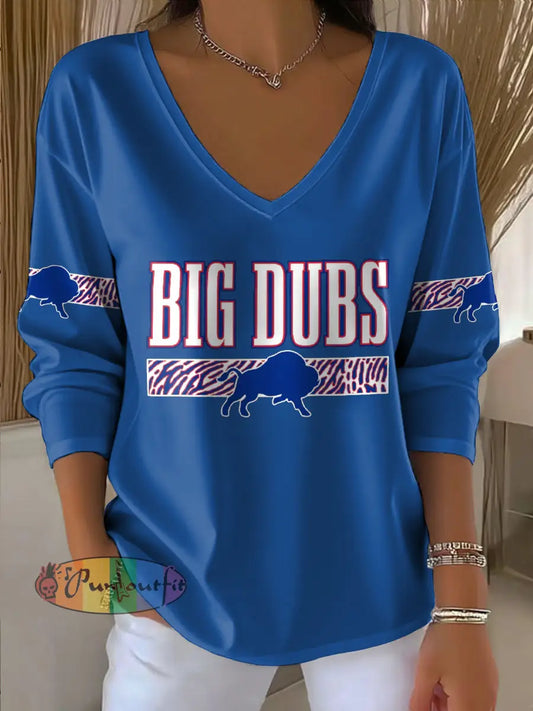 Women’s Buffalo Football Lover Printed Tops Blue / S