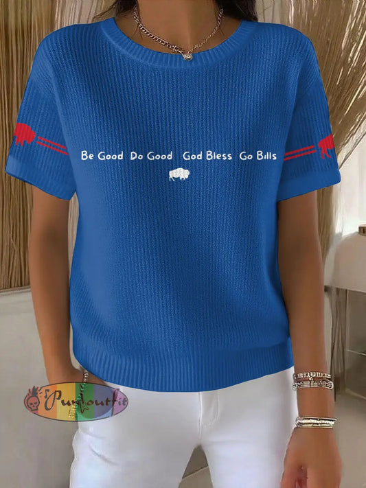 Women’s Buffalo Football Lover Printed Tops Blue / S