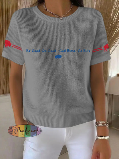 Women’s Buffalo Football Lover Printed Tops Light Gray / S