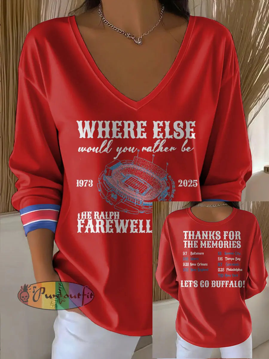 Women’s Buffalo Football Lover Printed Tops Red / S