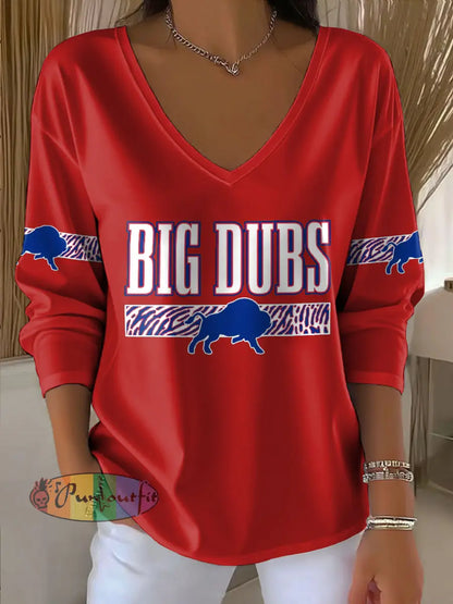 Women’s Buffalo Football Lover Printed Tops Red / S