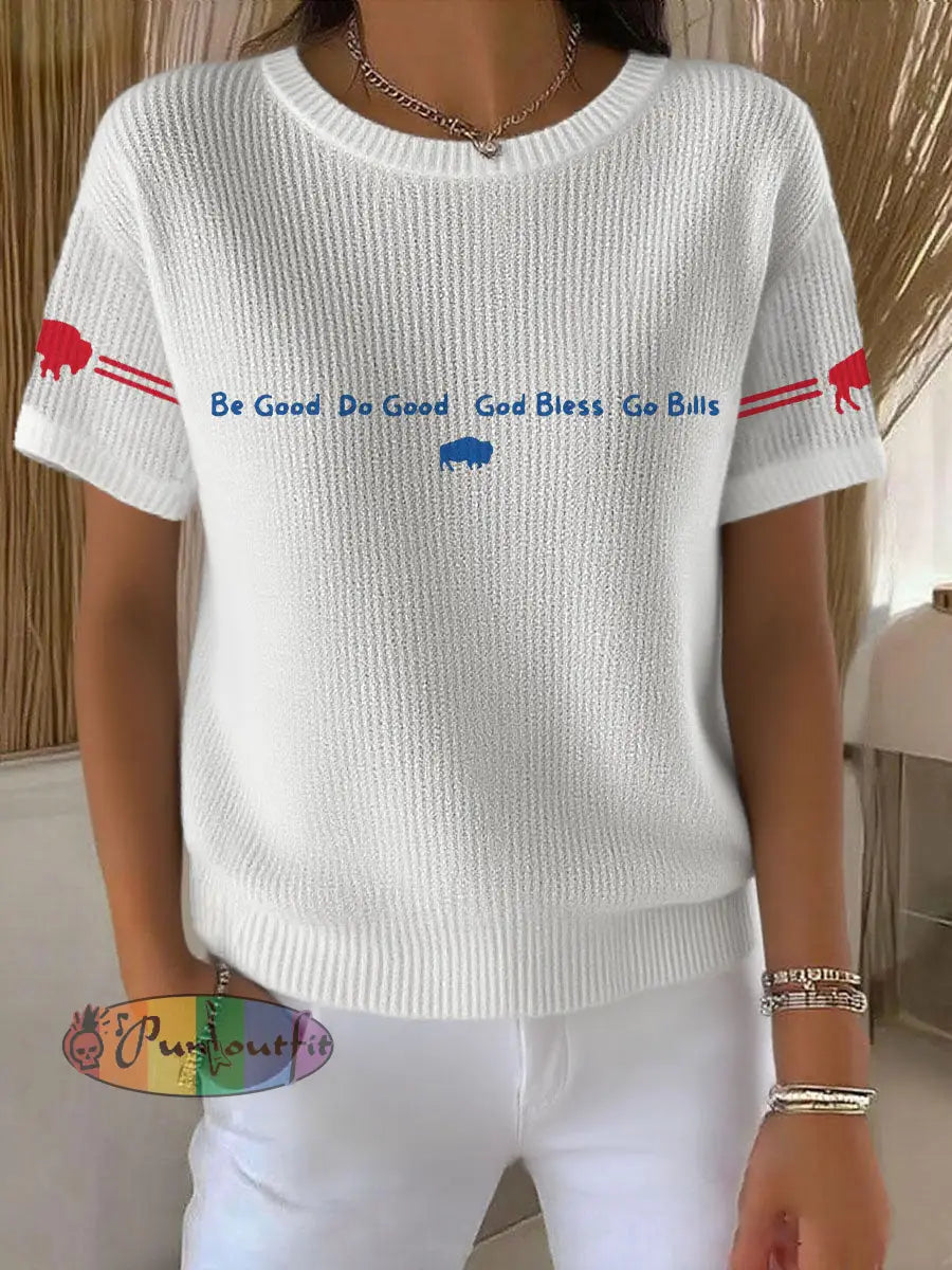 Women’s Buffalo Football Lover Printed Tops White / S