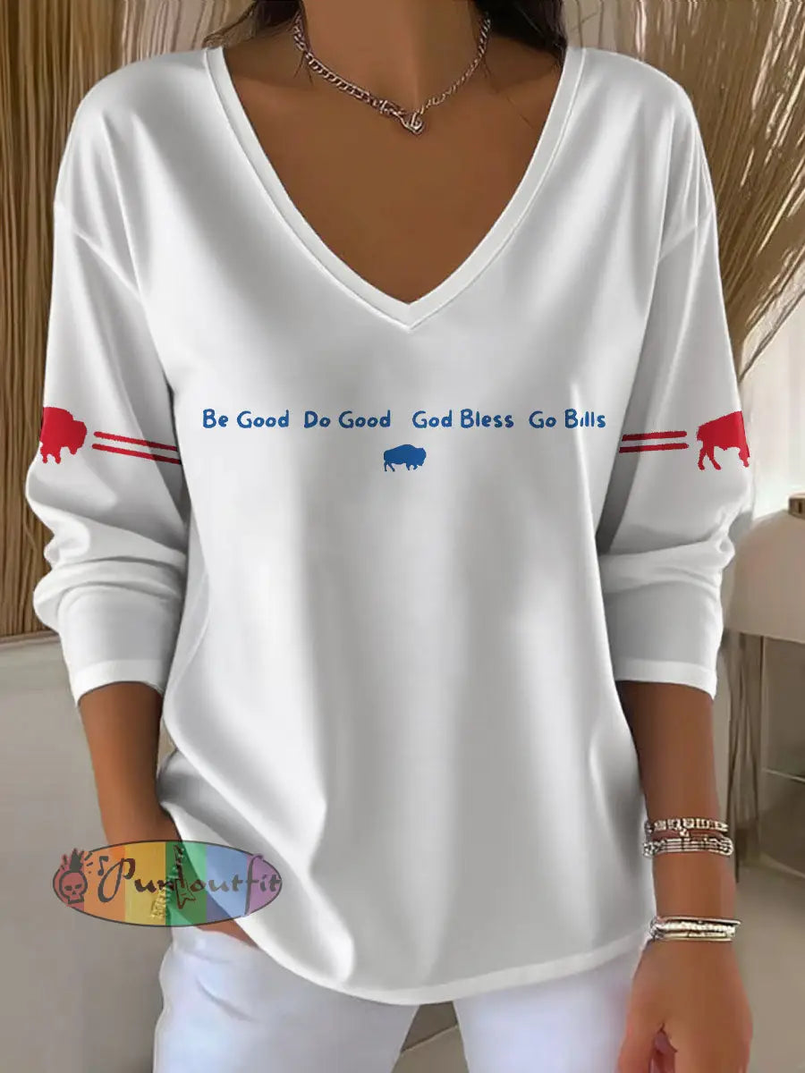 Women’s Buffalo Football Lover Printed Tops White / S