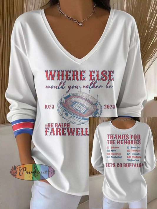 Women’s Buffalo Football Lover Printed Tops White / S