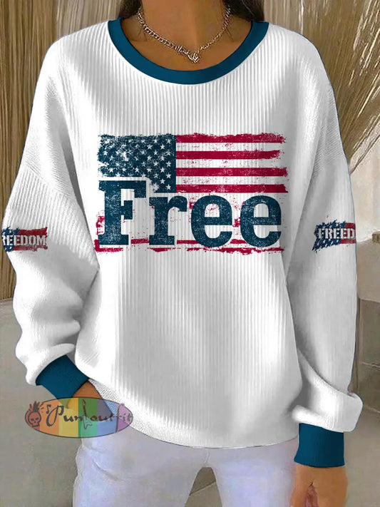 Women’s Charlie Kirk Freedom Printed Round Neck Long Sleeved Sweatshirt White / S
