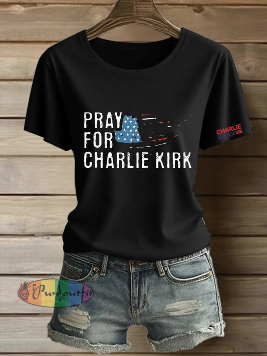 Women’s Charlie Kirk Freedom Printed Vintage Fashion Loose Short Sleeve T-Shirt Black / S