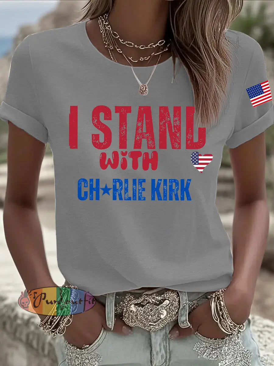 Women’s Charlie Kirk Printed T-shirt Light Gray / S