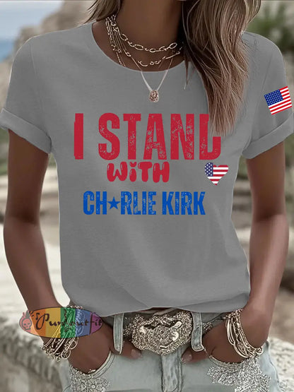 Women’s Charlie Kirk Printed T-shirt Light Gray / S