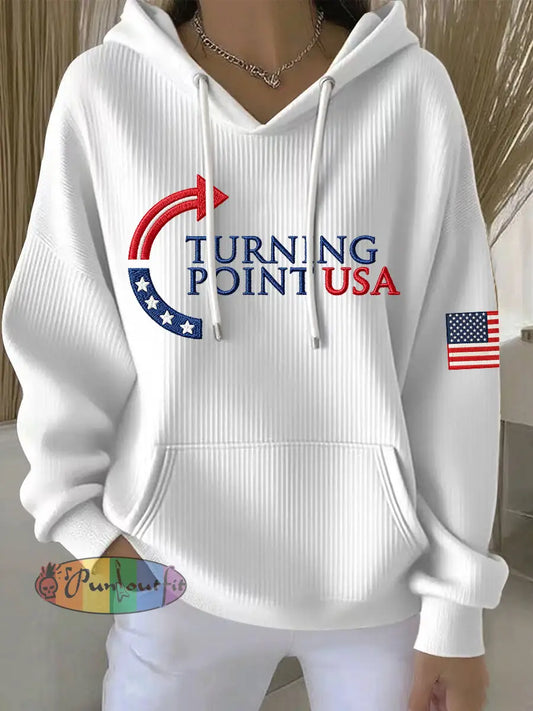 Women’s Charlie Kirk Turning Point USA Trump Commemorative Hoodie White / S