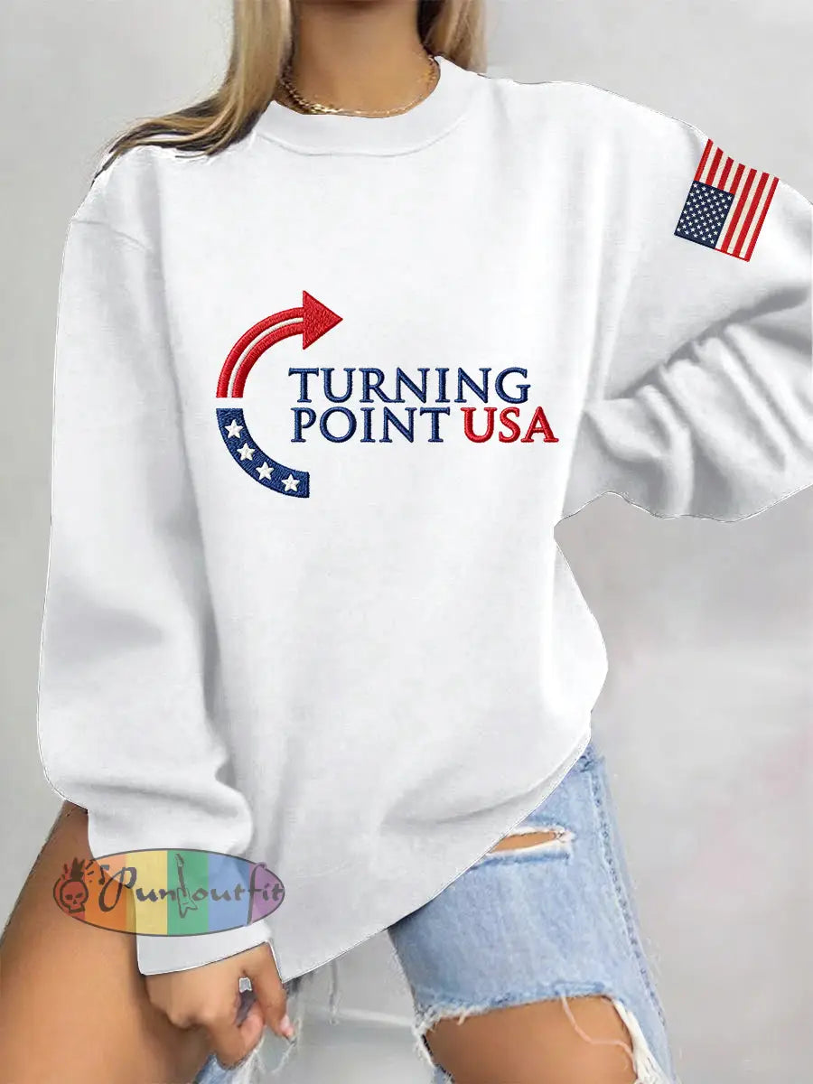 Women’s Charlie Kirk Turning Point USA Trump Commemorative Regular Sweatshirt White / S