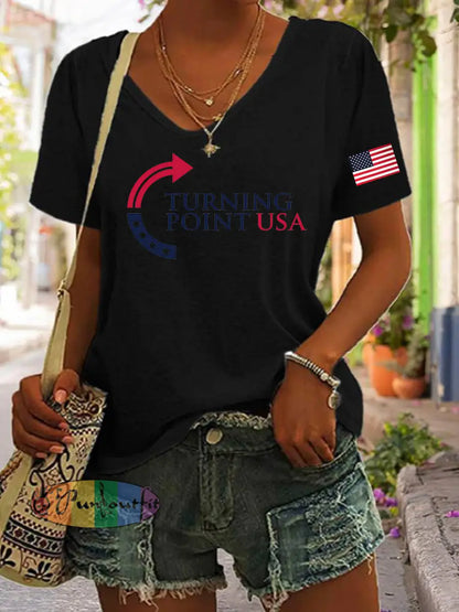 Women’s Charlie Kirk Turning Point USA Trump Commemorative T-shirt Black / S