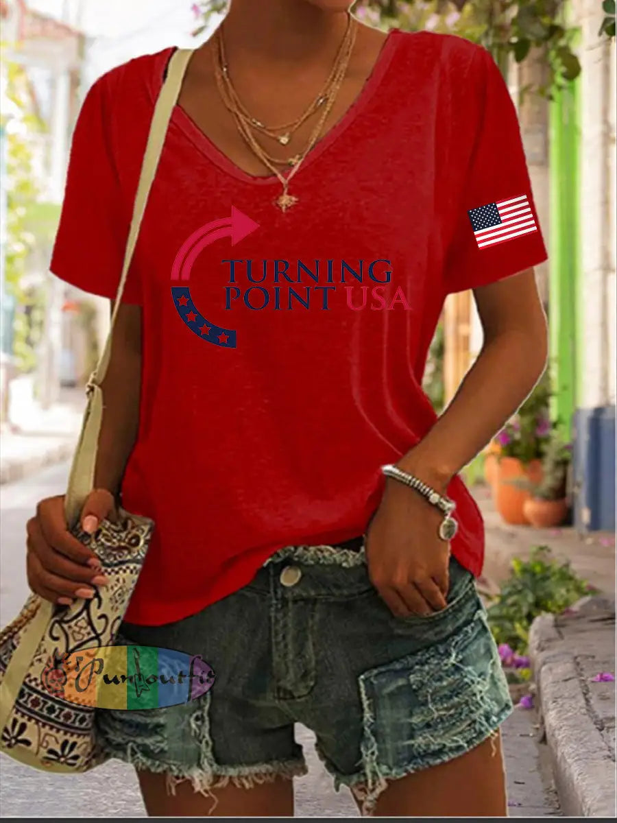 Women’s Charlie Kirk Turning Point USA Trump Commemorative T-shirt Red / S
