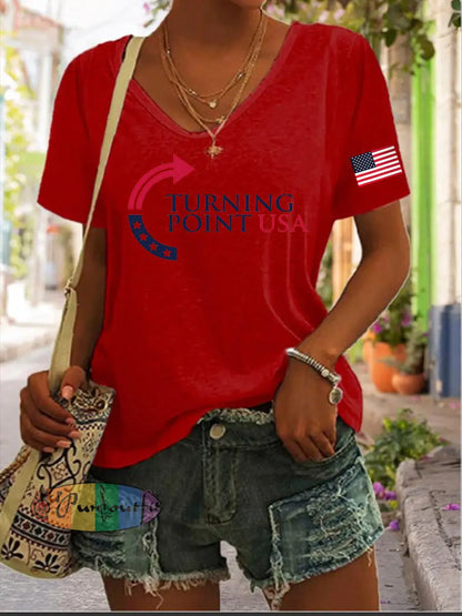 Women’s Charlie Kirk Turning Point USA Trump Commemorative T-shirt Red / S
